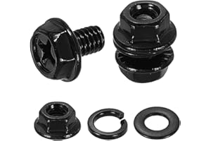 uxcell M4 x 6mm Phillips Flanged Hex Head Bolts, 20Pcs 304 Stainless Steel Flange Hexagon Screws with Nuts, Flat & Lock Washe