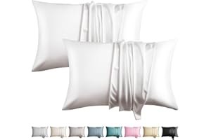 WLOSJ 100% Silk Pillowcase for Hair and Skin Toddler Size 2 Pack Mulberry Silk Pillow Case 13 x 18 Inches Highest 6A Silk Kids/Travel Pillow Cover Soft Breathable Cooling with Hidden Zipper, White