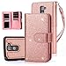 TabPow LG G Stylo 2 (LS775) Case, 10 Card Slot - [ID Slot] Wallet Folio PU Leather Case Cover with Detachable Magnetic Hard Case for LG G Stylo 2 LS775 - Glitter Rose Gold