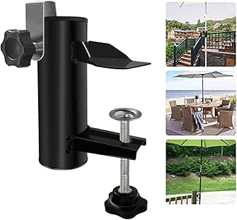 Soporte para sombrilla de patio, clip fijo, portátil, soporte de metal