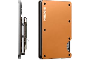 HIESGIE Compatible with MagSafe Wallet, Slim Wallet for Men with Money Clip, Rfid Blocking Metal Card Holder, Minimalist Magnetic Wallet Compatible with iPhone 16/15/14/13/12 Series - Orange