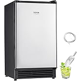 VEVOR Under Counter Ice Maker Machine, Crescent Ice, 25 Lbs/Day Stainless Steel Built in Ice Maker with Reversible Door, 22Lb