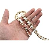 HAHIYO Metal Plus Synthetic Leather Purse Chain Strap Length 23.6 Inch Gold White for Shoulder Cross Body Sling Purse Handbag Clutch Replacement Comfortable 0.47 Inch Wide 5mm Extra Thick 1 Pack