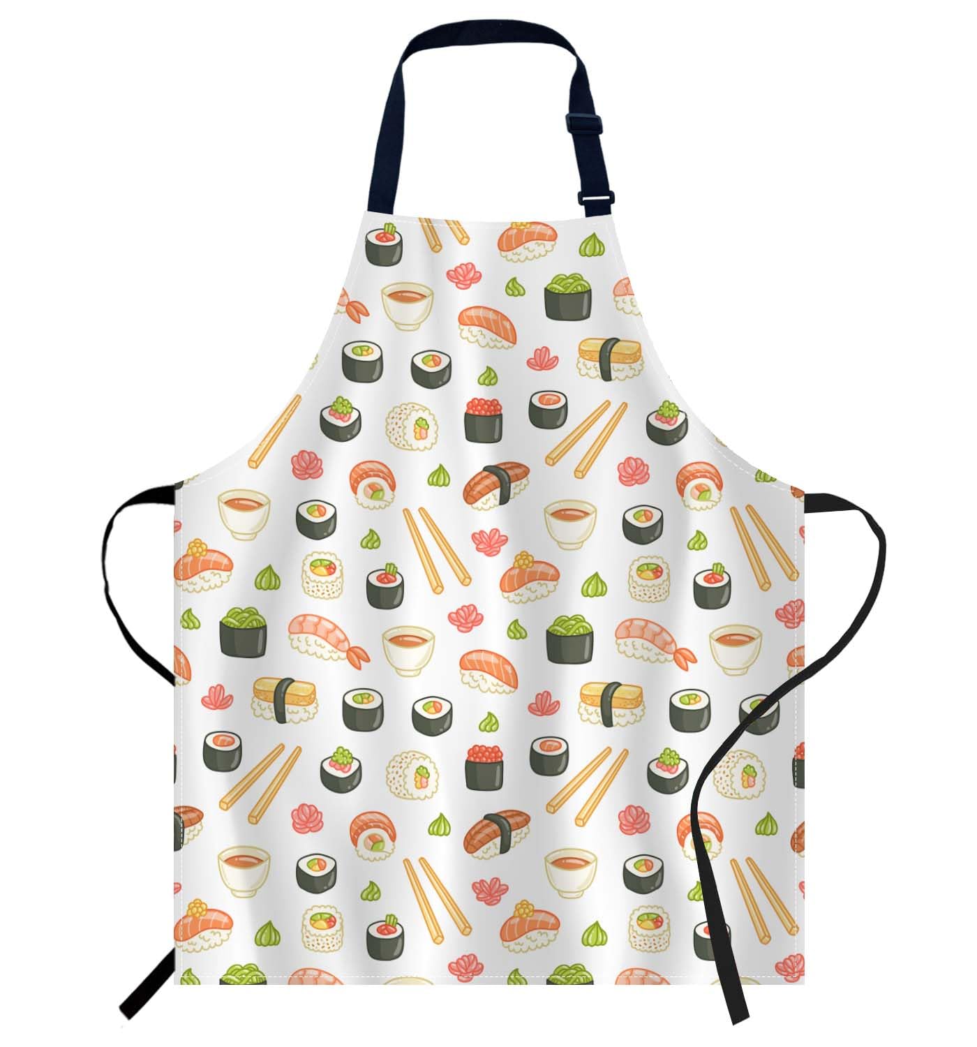 Smooffly Sushi & Rolls Pattern Apron - Unisex Adjustable Bib Apron for Home, Restaurant, Coffee House — image 1