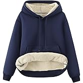 Gihuo Women's Winter Warm Hoodie Sherpa Fleece Lined Pullover Hoodie Hooded Sweatshirt