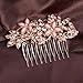Women Flower Crystal Rhinestone Pearls White K Hair Comb Clip Wedding Bridal (Golden)