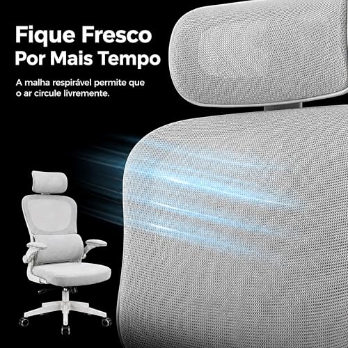 Laruno Cadeira de Escritório Presidente Madri Ergonômica Giratória Reclinável com Apoio de Pés Cadeira Gamer Diretor Suporte Lombar Estofada Braço Articulado Conforto Premium Suporta até 200kg