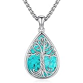 Turquoise Jewelry for Women Men 925 Sterling Silver Pendant Urn Necklaces for Ashes Picture Locket Necklace Thor Hammer Yggdrasil Virgen De Guadalupe St Michael Christopher Judas Witches Knot Necklace