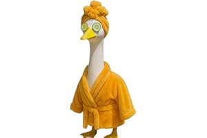 Zxsluktv Porch Goose Outfit – 23 Inch Goose Statue Clothes, Cozy Yellow Bathrobe with Spa Headwrap, Funny Outdoor Decor for F