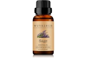 Wuvezrub Sage Essential Oils 10ML, Organic 100% Pure and Natural Essential Oil for Aromatherapy Diffuser - 0.33 Fl Oz/Sage