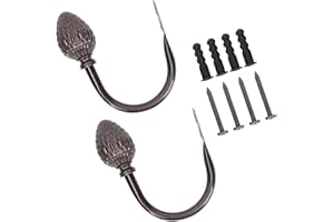 Sewroro 2pcs Brown U-Shape Curtain Holdbacks 11mm Wall Mounted Iron Hooks for Drapery and Multi-Use Curtain