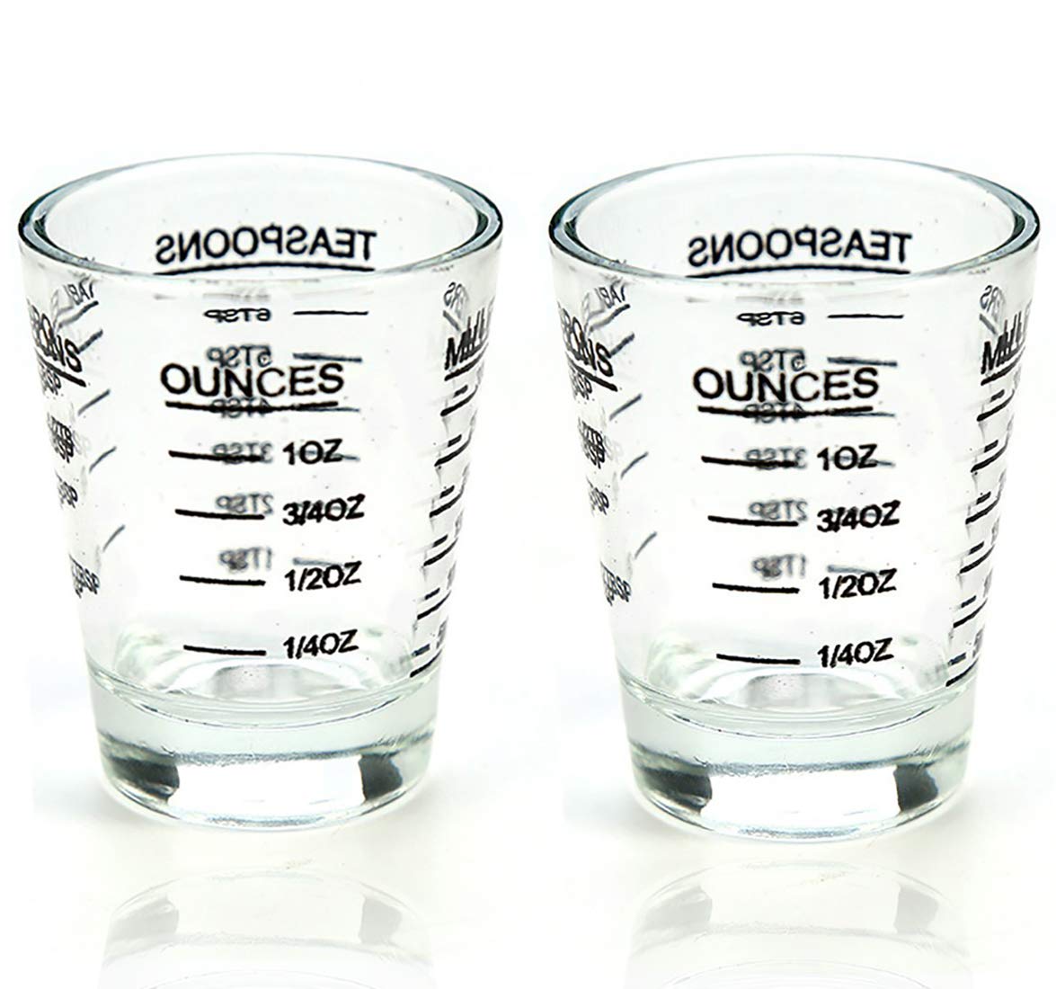 Shot Glasses Measuring Cup Round Liquid Heavy Glass Espresso Shot Glass 1 OZ 4 Features (2Pack-Black 30ml)