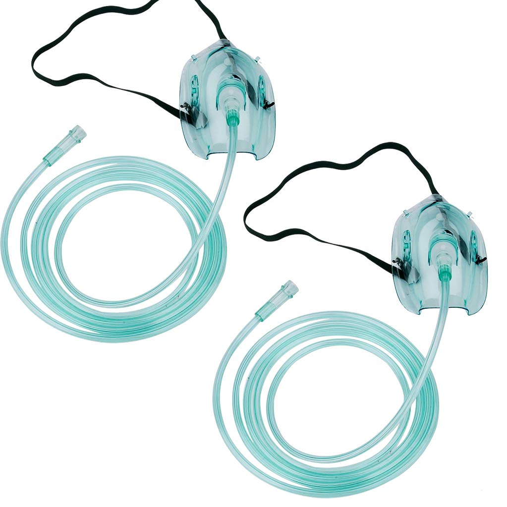 Photo 1 of 2 Packs - Pediatric Elongated Standard Oxygen Mask with 6.6' Tubing and Adjustable Elastic Strap - Size M