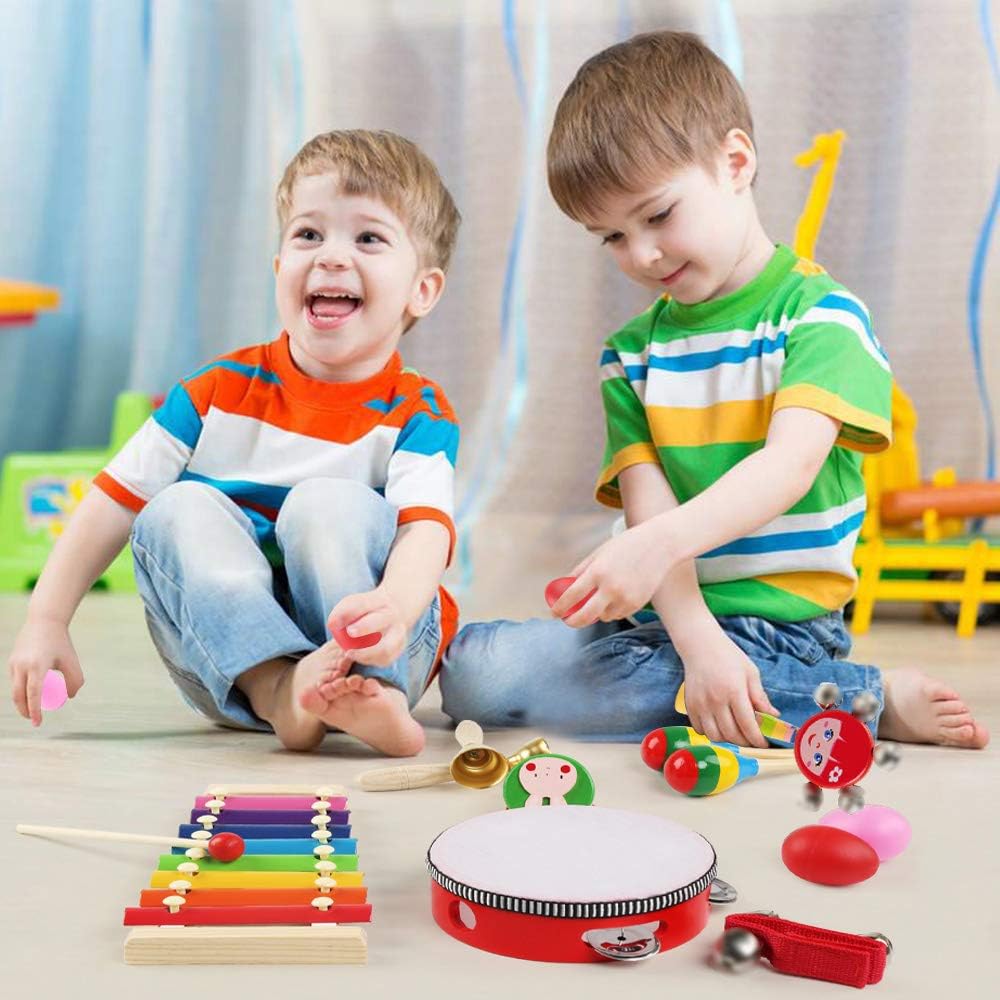 Batteries Et Percussions Instruments De Percussion A Main Triangle Et Autre Instrument Jouets Avec Sac De A Dos 24pcs Instruments De Musique Enfants Set En Bois Percussion Pour Bebe Avec Xylophone Newstyle