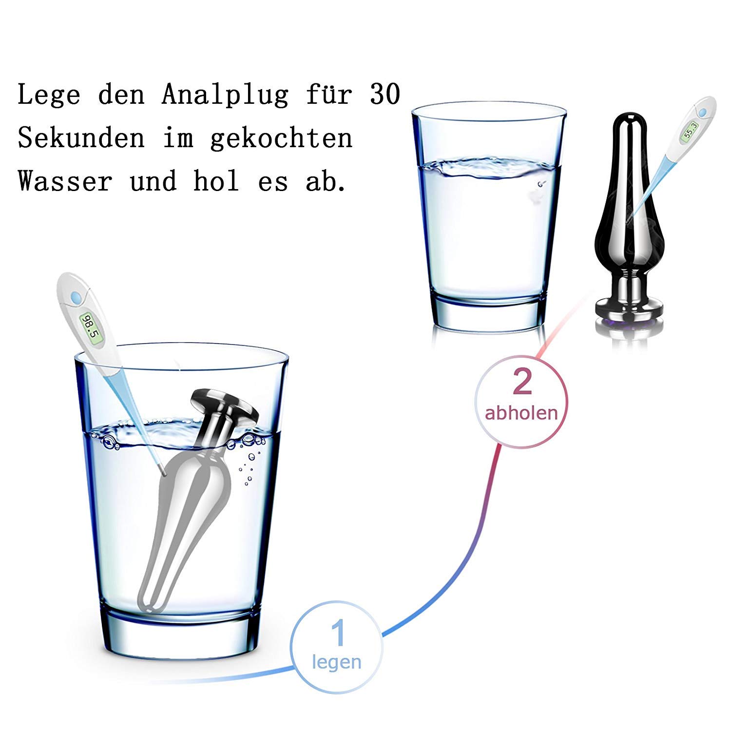 Analplug Set Metall Buttplug Anal Butt Plug Set mit Lila Kristall (Ø30 mm, Ø32 mm & Ø40 mm)