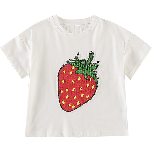 Amazon.com: Toddler Girls Sequin Strawberry T Shirt Short