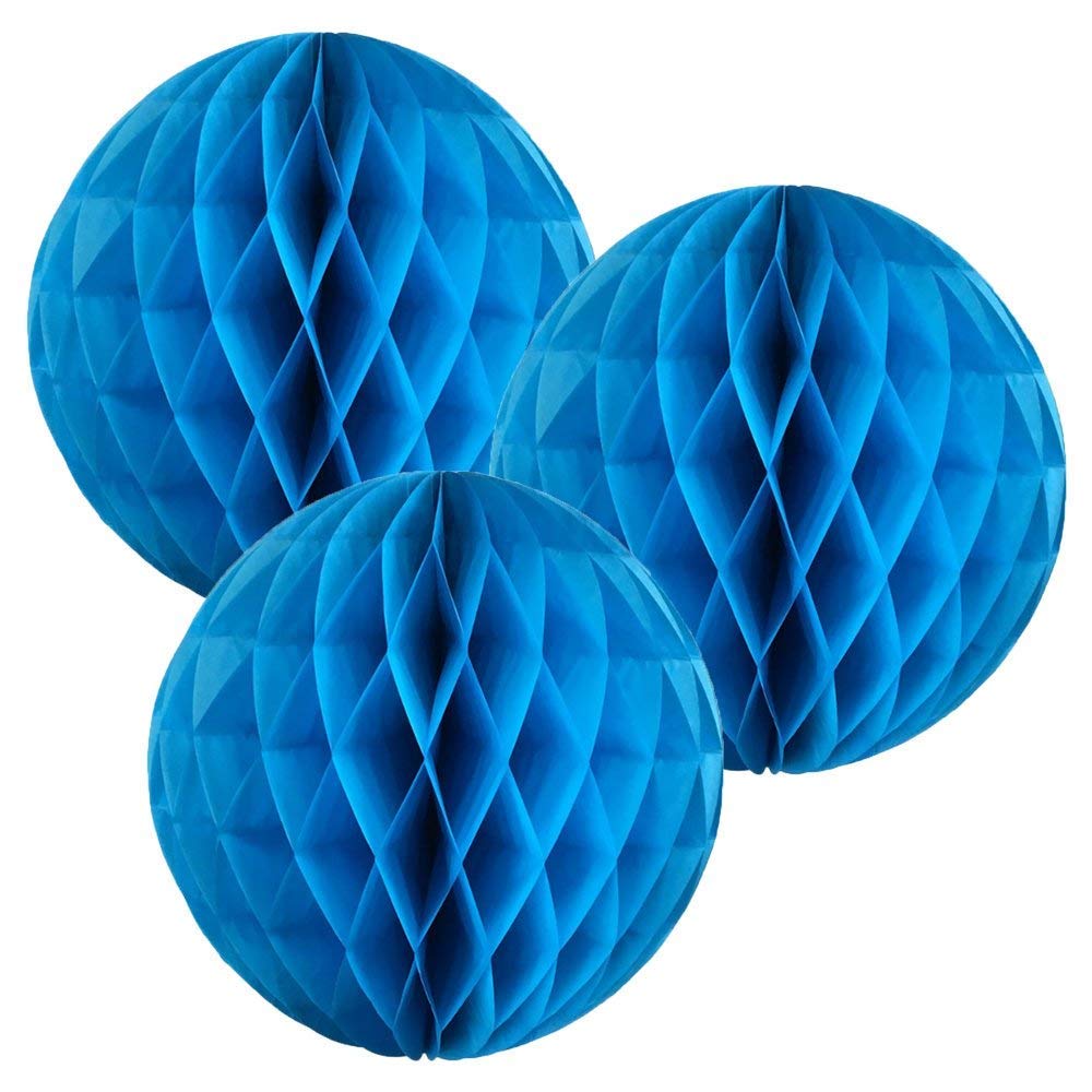 8"(20CM) Paper Honeycomb Balls (Pack of 3) Several Colours Available (Mid Blue)