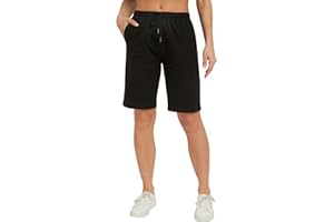Stelle Women's 7"/ 10" Bermuda Shorts Long Comfy Cotton Sweat Shorts Summer Knee Length Lounge Shorts with Deep Pockets