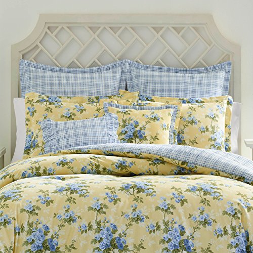 Laura Ashley Queen Comforter Set, Cotton Reversible Bedding, Includes Matching Shams with