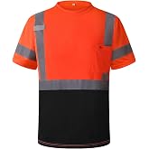 JKSafety Hi Vis Shirts for Men Women Class 3 High Visibility Shirts with Reflective Strips Short Sleeves Safety T Shirt