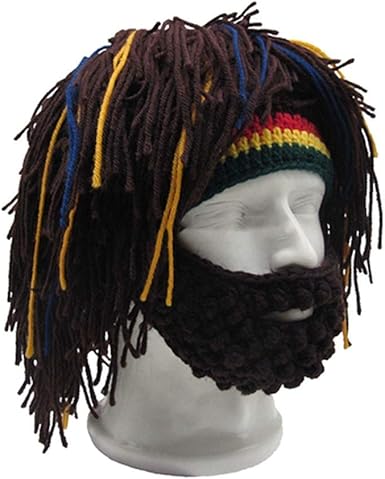 Amazon Com Wig Beard Hat Rasta Beanie Caveman Bandana Handmade
