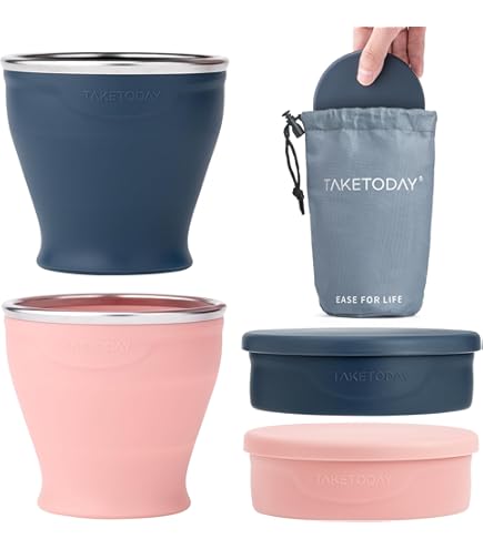 2PCS Silicone Collapsible Travel Cups With Covers, Outdoor