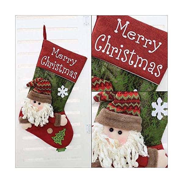 Disumos Christmas Stocking, Set of 2 Large Xmas Stockings Christmas Party Decorations Bags Socks Santa Reindeer Snowman… - Image 3