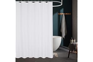 Extra Long Shower Curtain Liner 84 inches, 72x84 inch Shower Liner Fabric Washable with Hooks for Bathroom, Inner Shower Curt