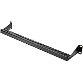 StarTech 1U Cable Lacing Bar, Adjustable Depth (12S-Cable-Lacing-BAR) | Horizontal cable guide, Depth 1.5 to 3.7in, Inward or outward install, M6 cage nuts and screws, Patch panels and PDUs