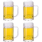 TUSAPAM 4 Pack Heavy Beer Mugs, Large Beer Glasses with Handle, 14 Ounce Glass Steins, Classic Beer Mug glasses Set