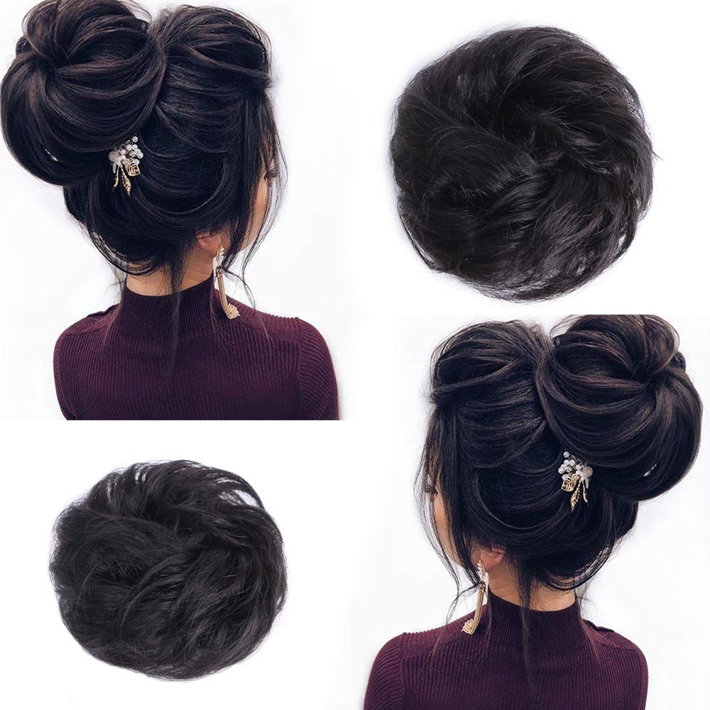 Amazon Com Hair Bun Extensions 100 Human Hair Scrunchies For