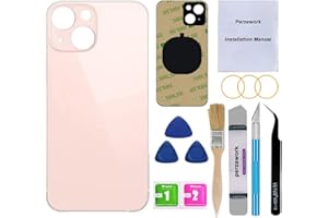 Perzework OEM Rear Back Glass Replacement (Pink) Compatible with iPhone 13 6.1 inches All Carriers with Pre-Installed Adhesive and Repairing Tool Kits