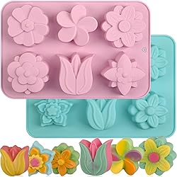 Sakolla 6-Cavity Flower Soap Molds Silicone, 2 Pack