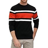 PJ PAUL JONES Mens Striped Pullover Sweater Crewneck Contrast Fine Knitted Sweaters