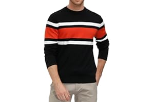 PJ Paul Jones Mens Striped Pullover Sweater Crewneck Contrast Fine Knitted Sweaters