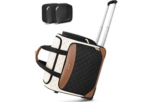 Arcoyard Sewing Machine Case with Wheels, Rolling Sewing Machine Carrying Case with Removable Bottom Pad & 2 Packing Cubes Storage, No Installation Required, Compatible with Singer, Brother, Brown