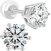 Moissanite Earrings, 925 Sterling Silver 18K White Gold Plating Earrings for Women Men (0.3ct*2)