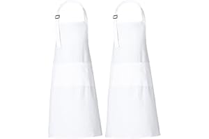 RAJRANG 100% Cotton Cooking Apron with 3 Pockets Kitchen Chef BBQ Adjustable Bib Aprons for Women Men