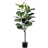 Hylmiip Artificial Fiddle Leaf Fig Tree, 4FT Faux Ficus Lyrata Plant Tall Fake Tree for Home Decor Artificial Tree for Indoor Office Living Room (Fiddle Leaf Fig Tree, 4 FT)