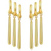 Zoro Anime Earrings for Women Men - Gold Chunky Bar Drop Earrings - One Piece Cosplay Silver Cuff Dangle Statement Jewelry