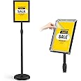 Hemndic Sign Stand Holder 8.5x11 Inches, Stand Up Sign Holder 8.5 x 11 with Rotated Frame, Height Adjustable Sign Stand and Snap-Open Frame