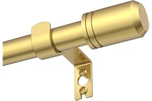 GXOACKJ Gold curtain rods for windows 66 to 120 Inches, Adjustable Small 5/8 inch Window Curtain Rod Set with Brackets for Be