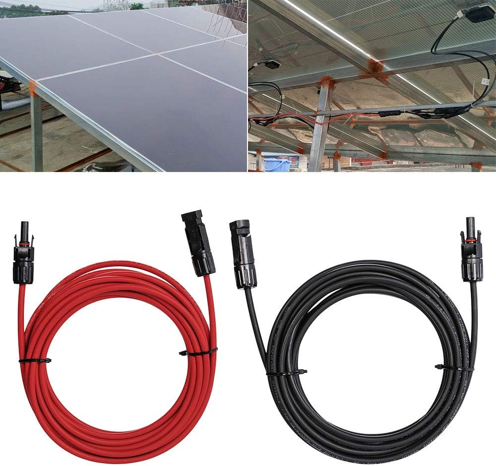 JJDD Solar Adaptor Cable,1 Pair Red + Black Waterproof 12AWG(4mm²) Wire 5 Feet Solar Panel Extension Cable Wire with Female and Male Connectors for Solar & Wind Power Parts & Accessories: Industrial & Scientific
