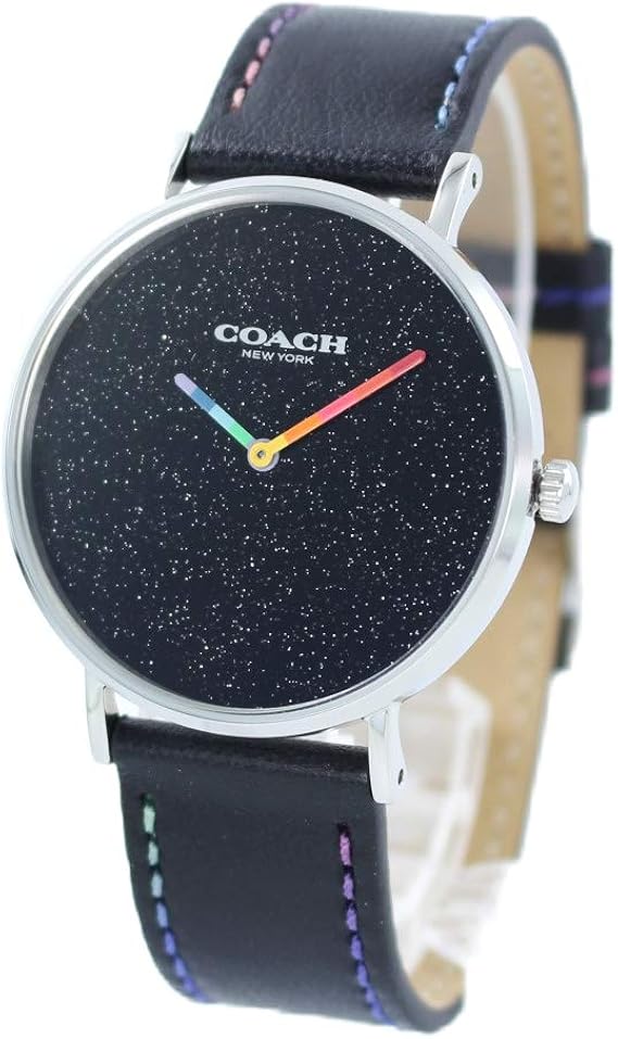 Amazon コーチ Coach メンズ レディース ボーイズサイズ Perry ペリー 虹色 ブラック レザー 腕時計 並行輸入品 メンズ腕時計 腕時計 通販