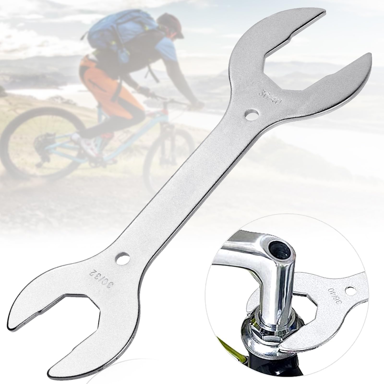 Bicycle Wrench, 4 in 1 Wrench 30/32/36/40 mm, Bicycle Handlebar Wrench and Bicycle Pedal Wrench, Multi-Head Repair Tool