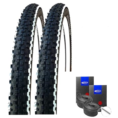 Set: 2 x Schwalbe Rapid Rob White Stripes MTB Reifen 26x2.25 + Schwalbe Schläuche Autoventil