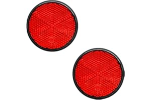 povtii 2 PCS Motorcycle Warning Reflectors, M6×1.0 Waterproof Plastic Reflective Warning Reflector, Motorcycle Rear Safety Reflector with Screw, Universal Motorcycle Accessories (Round, Red)
