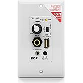 Pyle Bluetooth Receiver Wall Mount - in-Wall Audio Control with Built-in Amplifier | USB, Microphone, Aux (3.5mm) Input | Terminal Block | Connect 2 Speakers | 100 Watt - PWA15BT.5