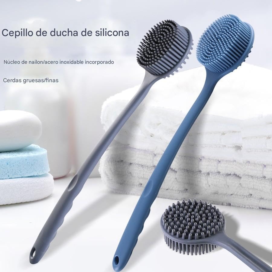 Set de cepillos corporales de silicona de 4 piezas, cepillo de mano no eléctrico con empuñadura antideslizante para un poder de limpieza superior y cerdas suaves para limpiar y masajear cada parte de su cuerpo. (Black)