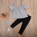 BULINGNA 2Pcs Kids Toddler Baby Girls Off Shoulder T-Shirt Tops+Long Pants Outfit Clothes Set